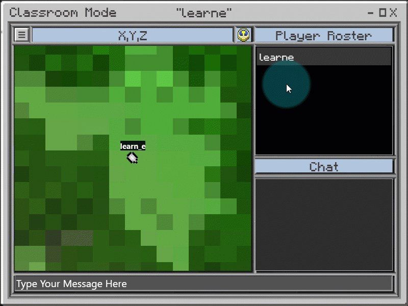 Teacher is clicking and dragging a player called &lsquo;learne&rsquo; from the player roster to a different location on the map.