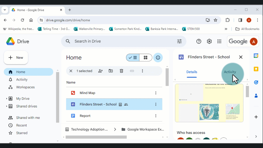 Screen recording showing how to access Google Drawings from Google Drive.  