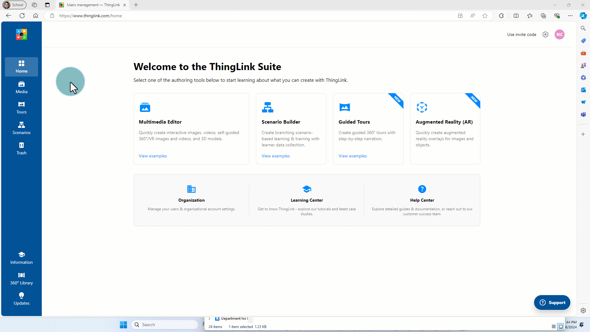 Screen capture showing the steps to create a group in Thinglink.