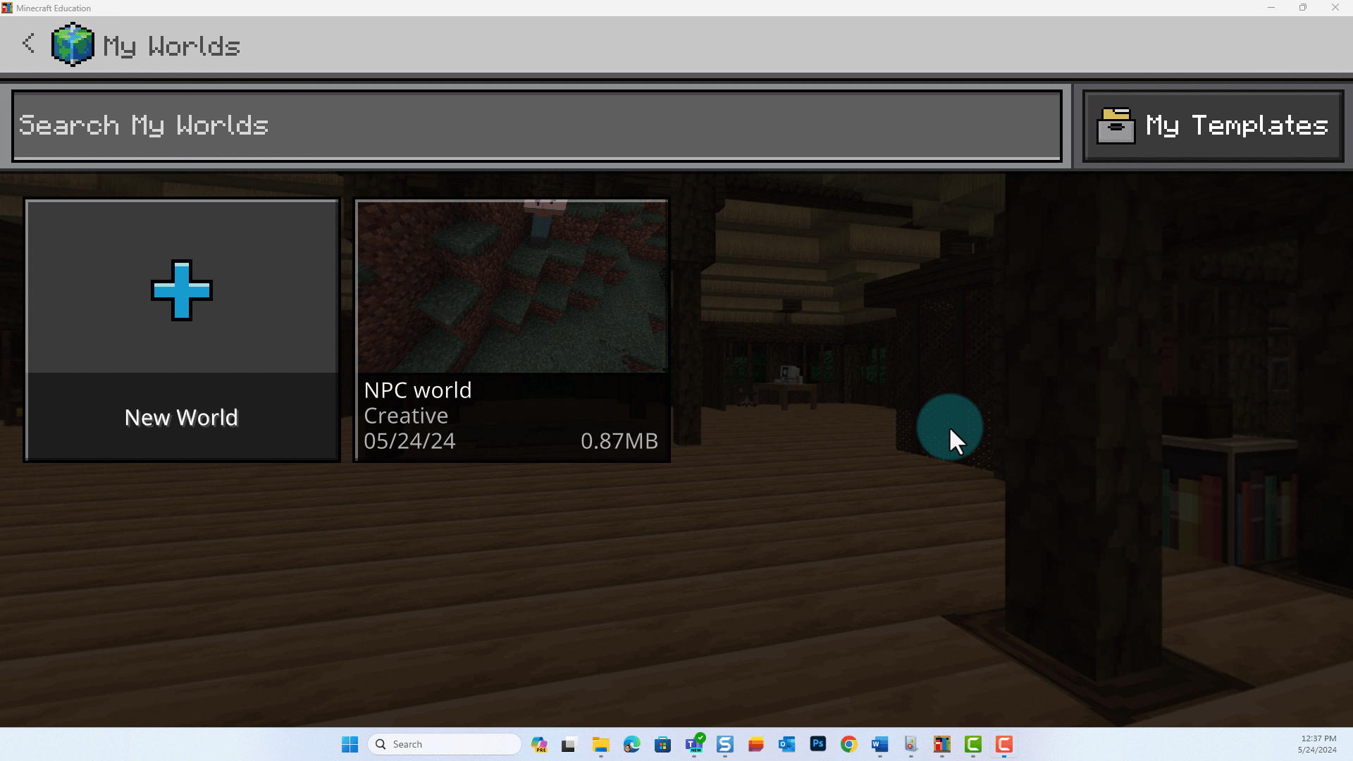 Steps showing how to export a world by right clicking on the world, selecting manage and selecting export.